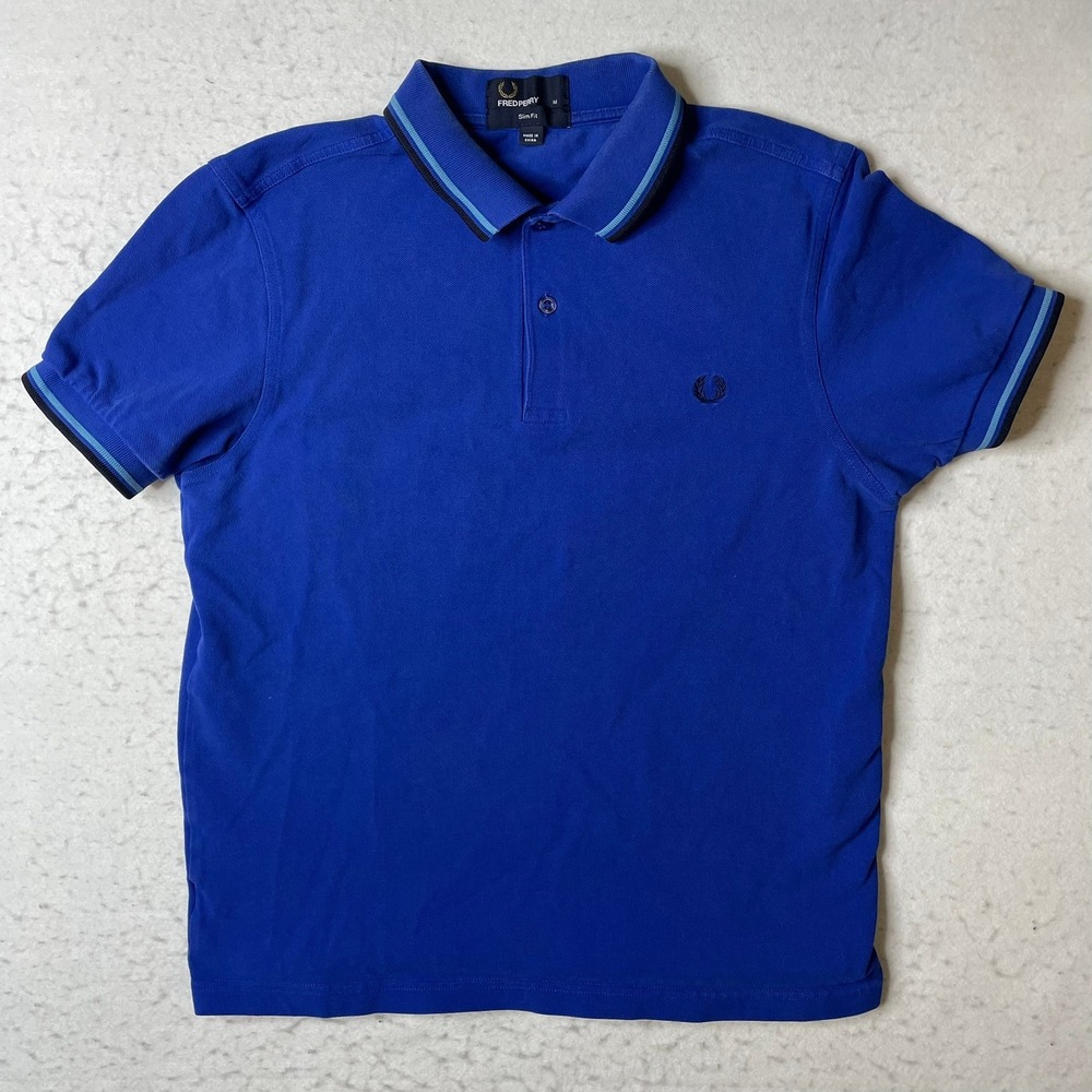 Fred Perry Slim‎ Fit Men's Royal Blue Polo Shirt Size Medium
